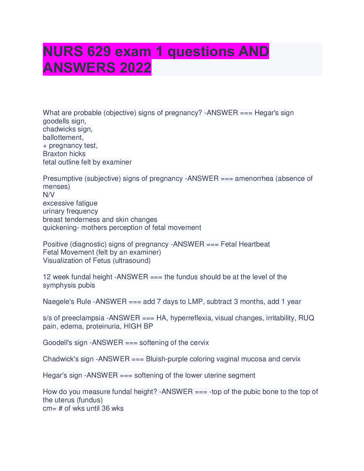 Preview image for MVU NURS 629 EXAM 1 QUESTIONS AND ANSWERS 2022/2023